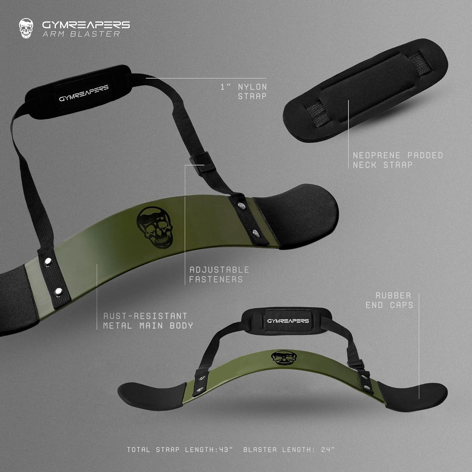 imageGymreapers Bicep Arm Blaster  Bicep Curl Isolator wContoured Padded Edges  Adjustable Bicep Bomber for Weightlifting ampamp BodybuildingMilitary Green