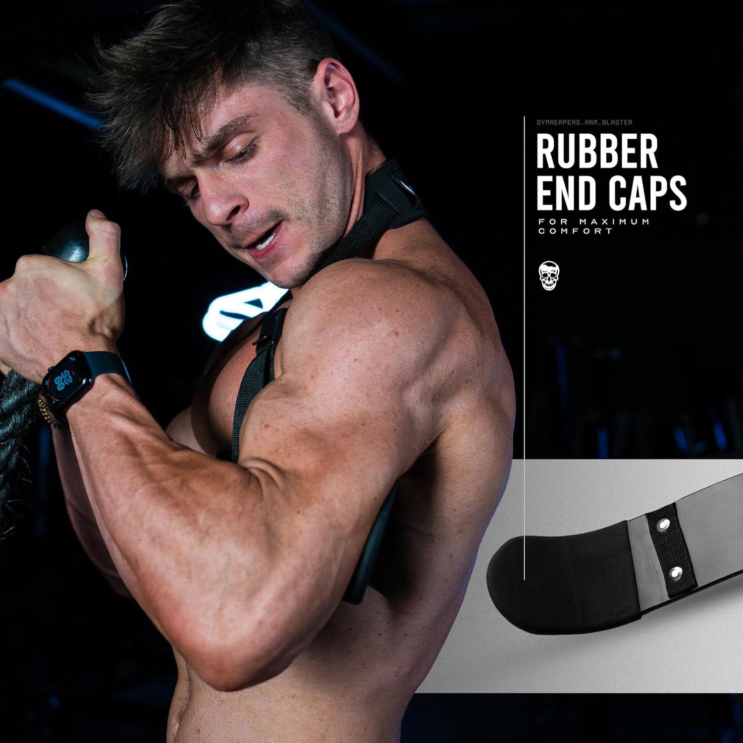 imageGymreapers Bicep Arm Blaster  Bicep Curl Isolator wContoured Padded Edges  Adjustable Bicep Bomber for Weightlifting ampamp BodybuildingRed