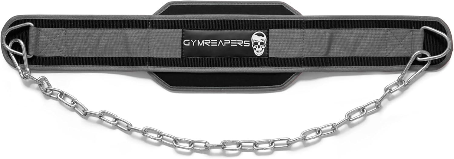 imageGymreapers Dip Belt With Chain For Weightlifting Pull Ups Dips  Heavy Duty Steel Chain For Added Weight TrainingGray