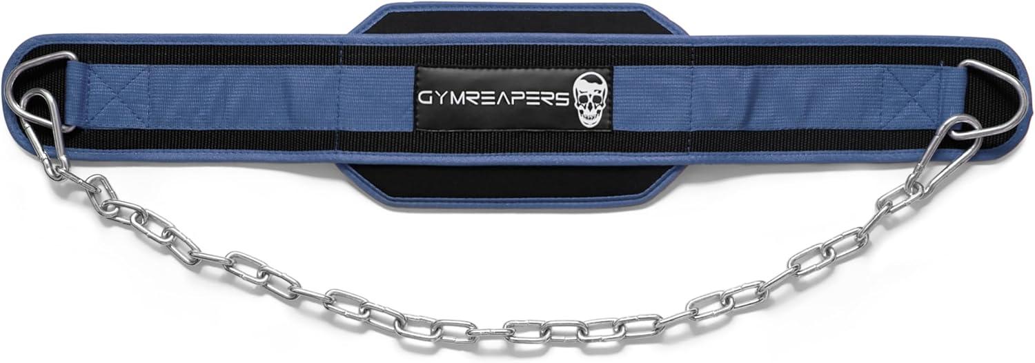 imageGymreapers Dip Belt With Chain For Weightlifting Pull Ups Dips  Heavy Duty Steel Chain For Added Weight TrainingNavy