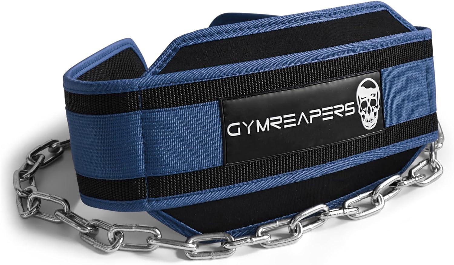 imageGymreapers Dip Belt With Chain For Weightlifting Pull Ups Dips  Heavy Duty Steel Chain For Added Weight TrainingNavy
