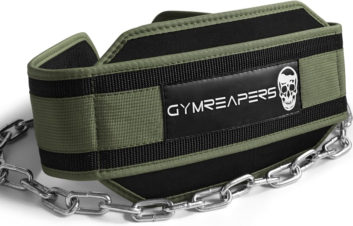 imageGymreapers Dip Belt With Chain For Weightlifting Pull Ups Dips  Heavy Duty Steel Chain For Added Weight TrainingRanger Green