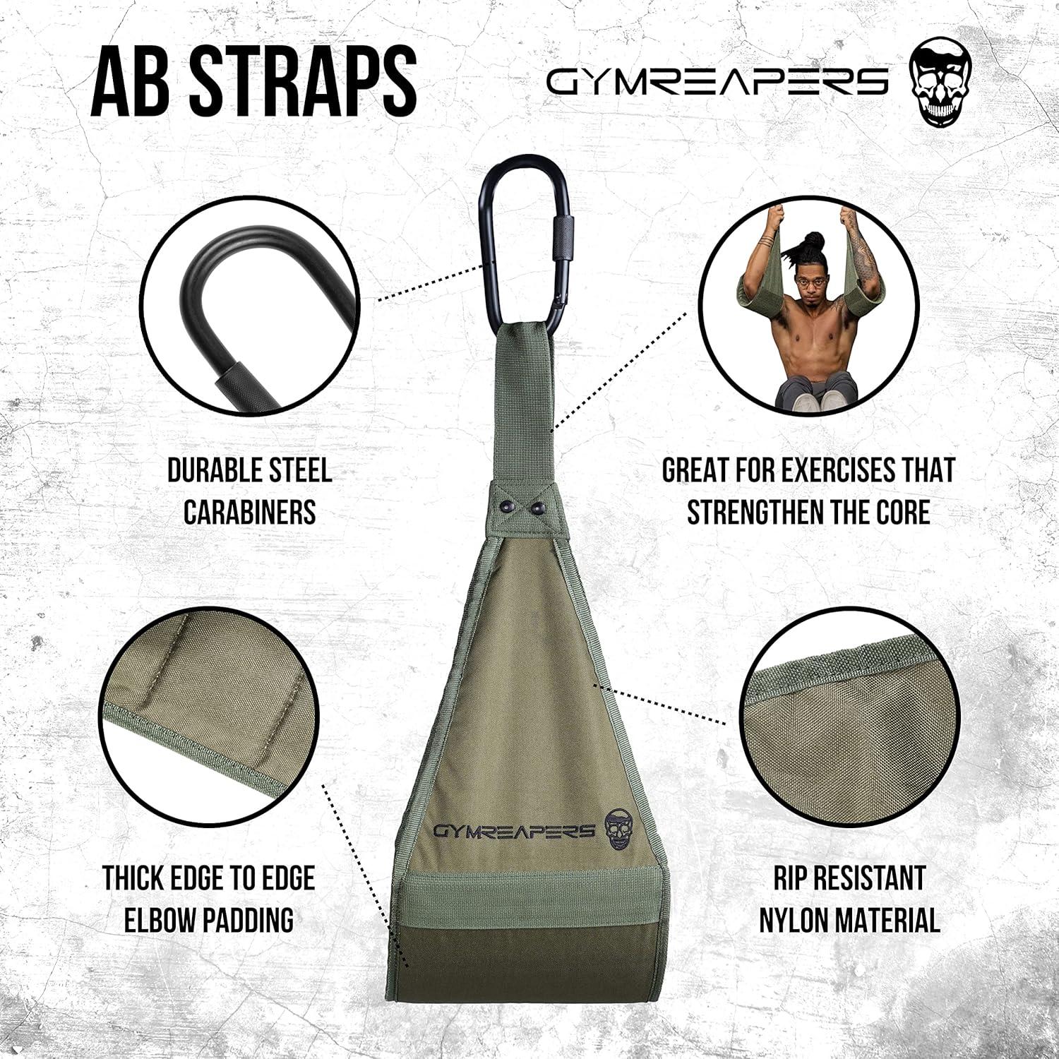 imageGymreapers Hanging Ab Straps For Core Strength and Abdominal Training  Padded Adjustable Arm Supports For Bodyweight ExercisesRanger Green