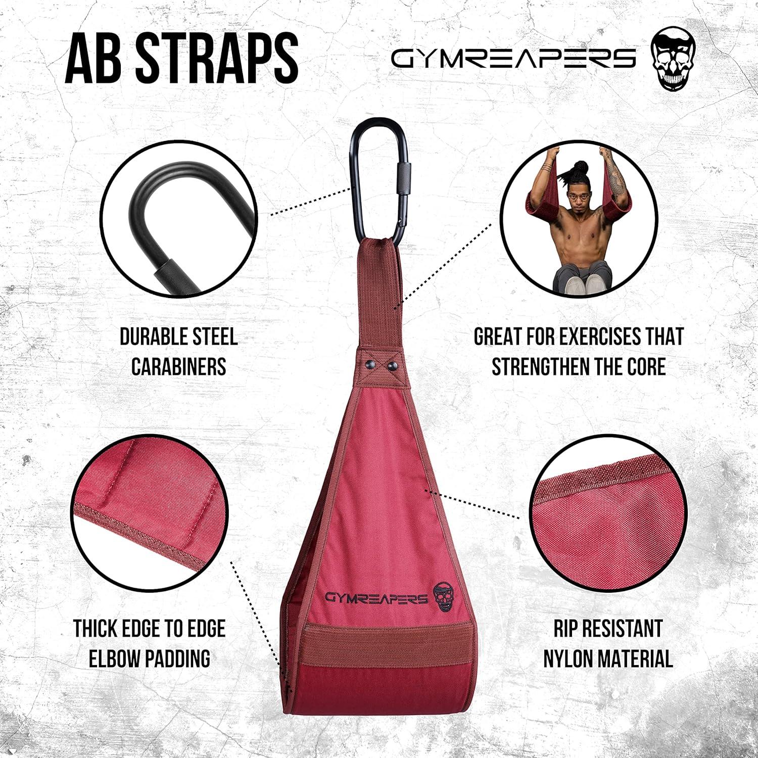imageGymreapers Hanging Ab Straps For Core Strength and Abdominal Training  Padded Adjustable Arm Supports For Bodyweight ExercisesRed