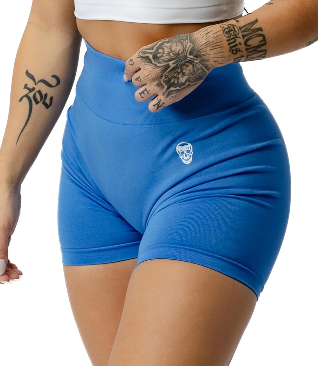 imageGymreapers Infinity Seamless Workout Shorts High Waist Biker Shorts for Women Athletic Gym Running Pilates Yoga Sport ShortAzure Blue