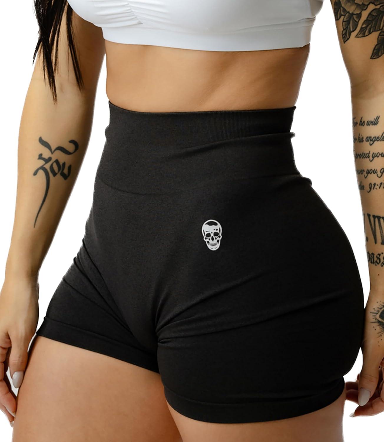 imageGymreapers Infinity Seamless Workout Shorts High Waist Biker Shorts for Women Athletic Gym Running Pilates Yoga Sport ShortBlack Marl