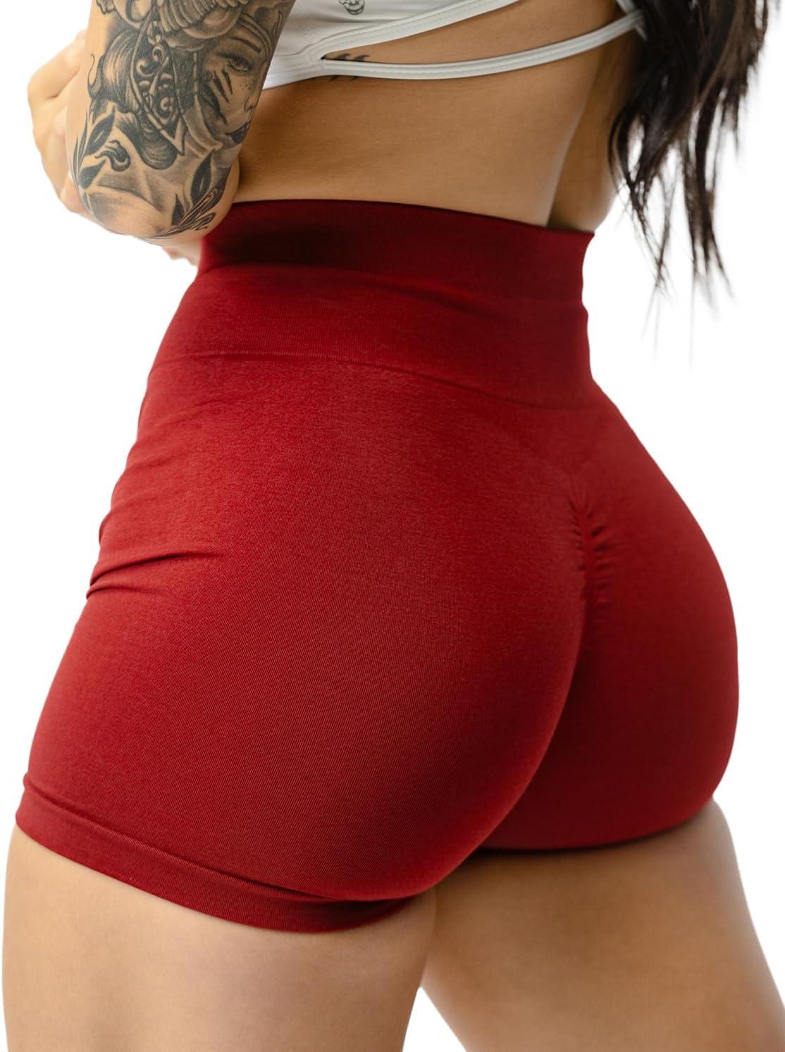 imageGymreapers Infinity Seamless Workout Shorts High Waist Biker Shorts for Women Athletic Gym Running Pilates Yoga Sport ShortBloodshot Red