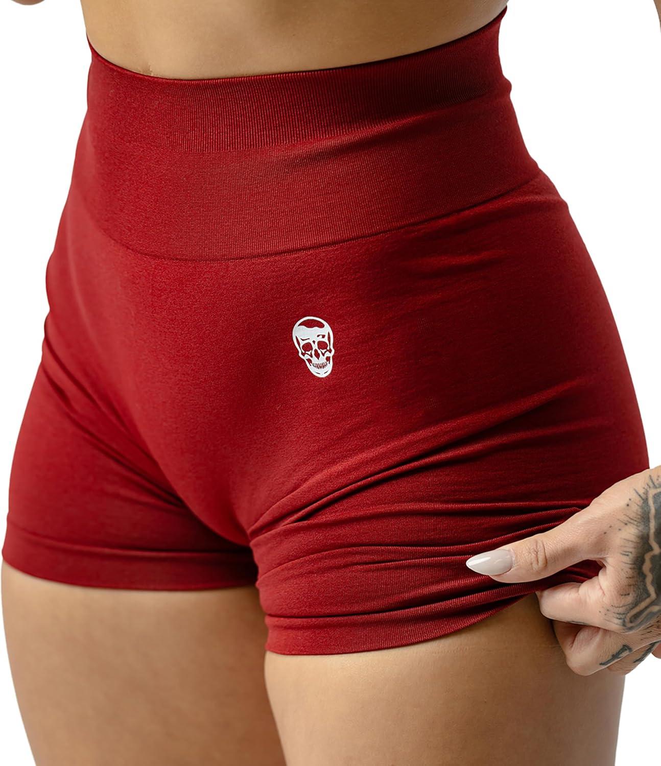 imageGymreapers Infinity Seamless Workout Shorts High Waist Biker Shorts for Women Athletic Gym Running Pilates Yoga Sport ShortBloodshot Red