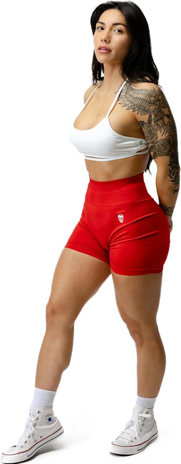 imageGymreapers Infinity Seamless Workout Shorts High Waist Biker Shorts for Women Athletic Gym Running Pilates Yoga Sport ShortCarolina Reaper