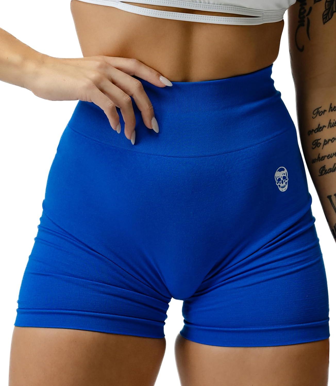 imageGymreapers Infinity Seamless Workout Shorts High Waist Biker Shorts for Women Athletic Gym Running Pilates Yoga Sport ShortElectric Blue