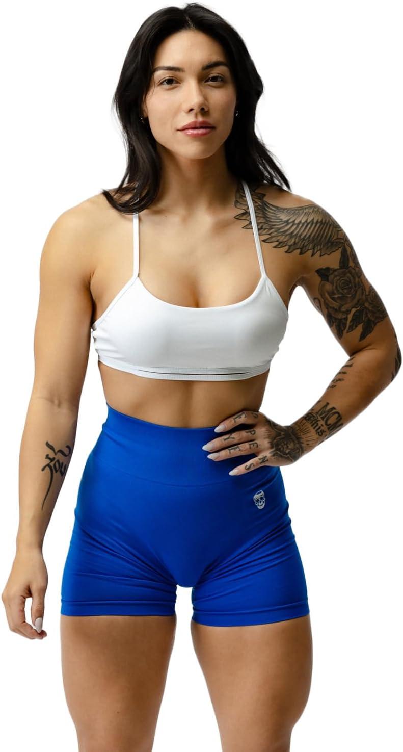 imageGymreapers Infinity Seamless Workout Shorts High Waist Biker Shorts for Women Athletic Gym Running Pilates Yoga Sport ShortElectric Blue
