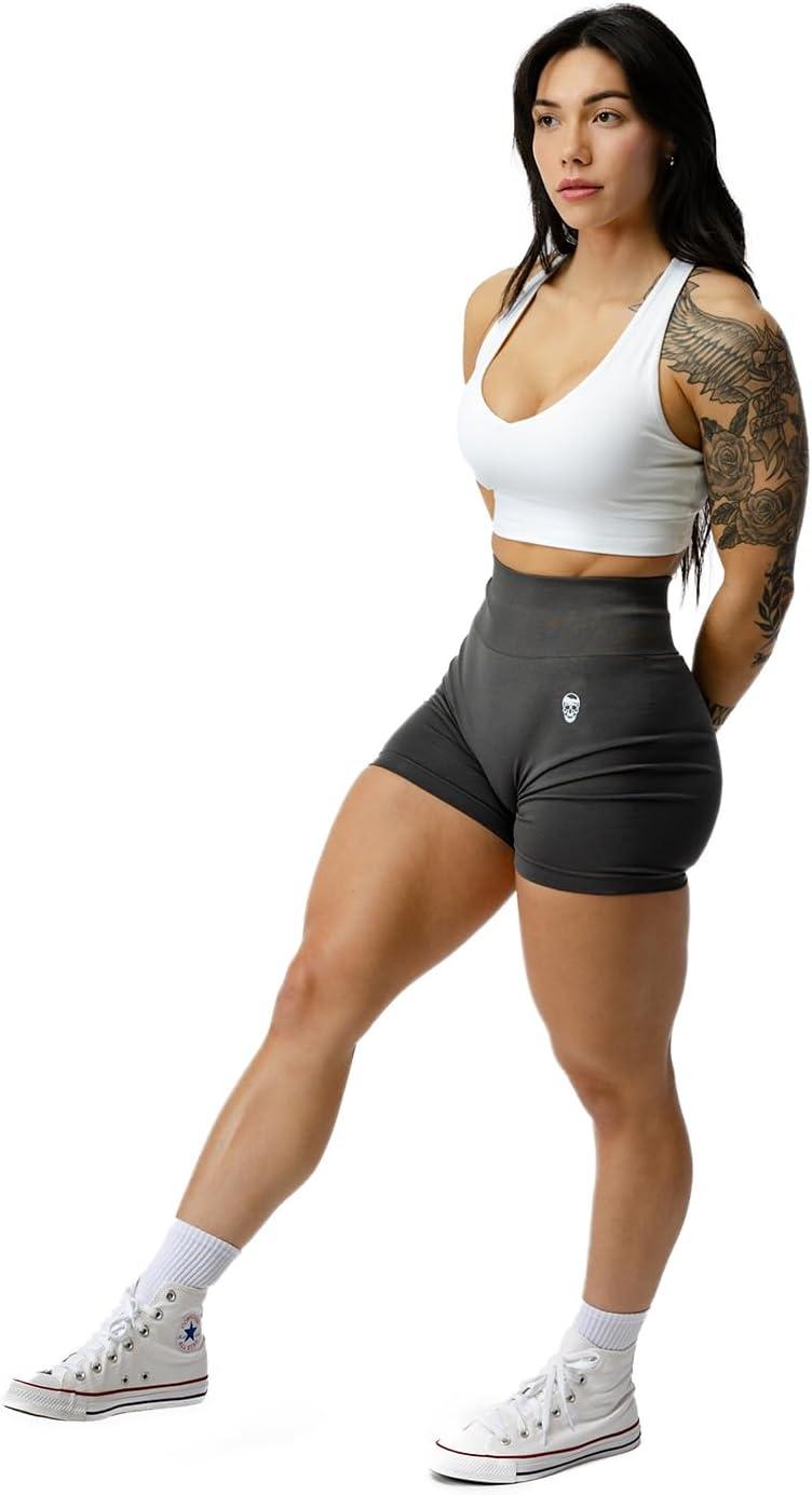 imageGymreapers Infinity Seamless Workout Shorts High Waist Biker Shorts for Women Athletic Gym Running Pilates Yoga Sport ShortFlat Gray