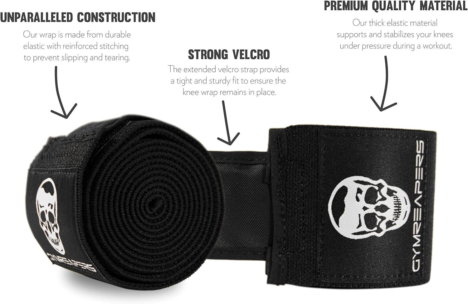 imageGymreapers Knee Wraps for Squats and Powerlifting 72 Inch Compression Wraps with Strap for Men ampamp Women Weightlifting SupportBlack