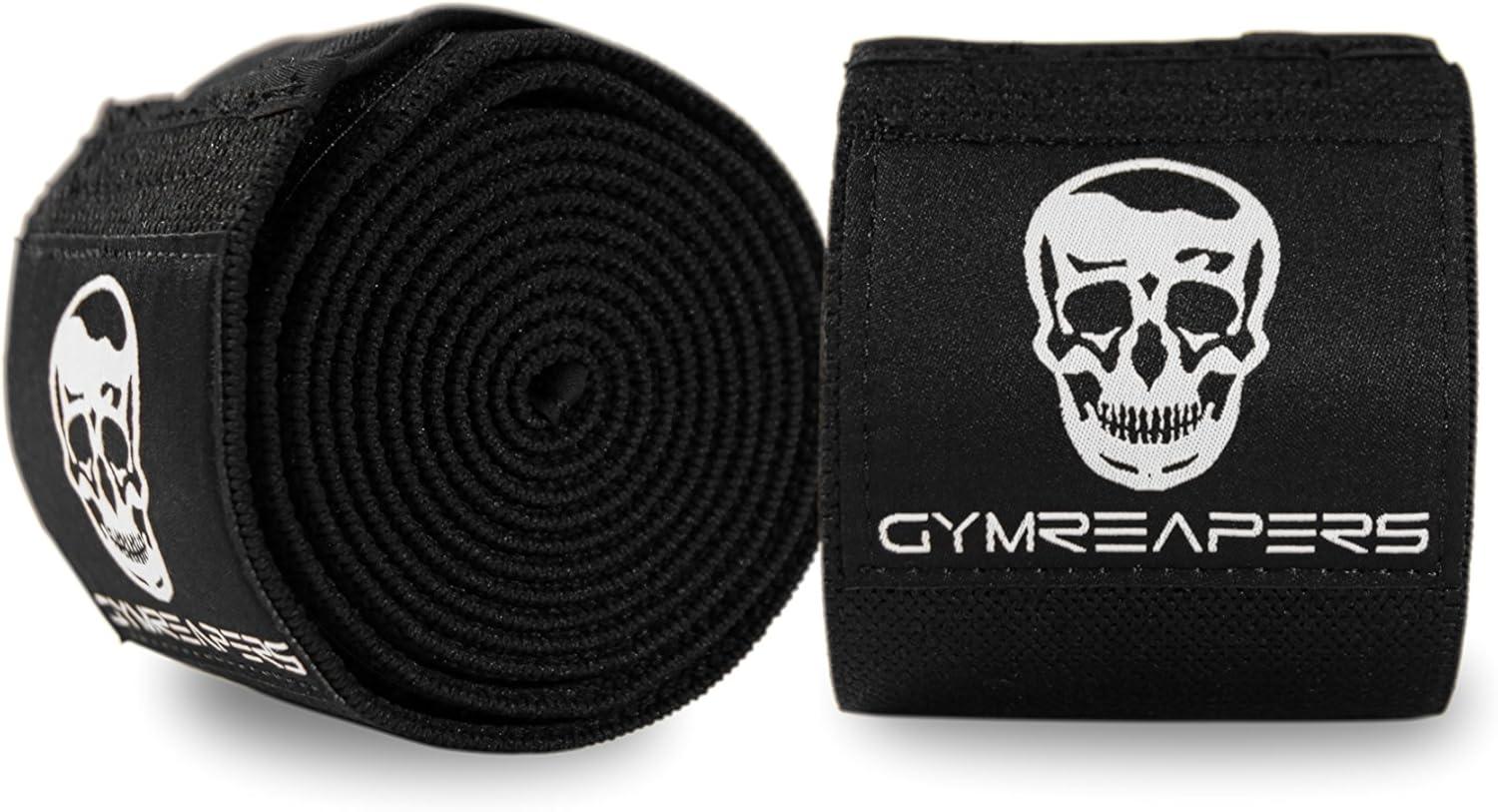 imageGymreapers Knee Wraps for Squats and Powerlifting 72 Inch Compression Wraps with Strap for Men ampamp Women Weightlifting SupportBlack