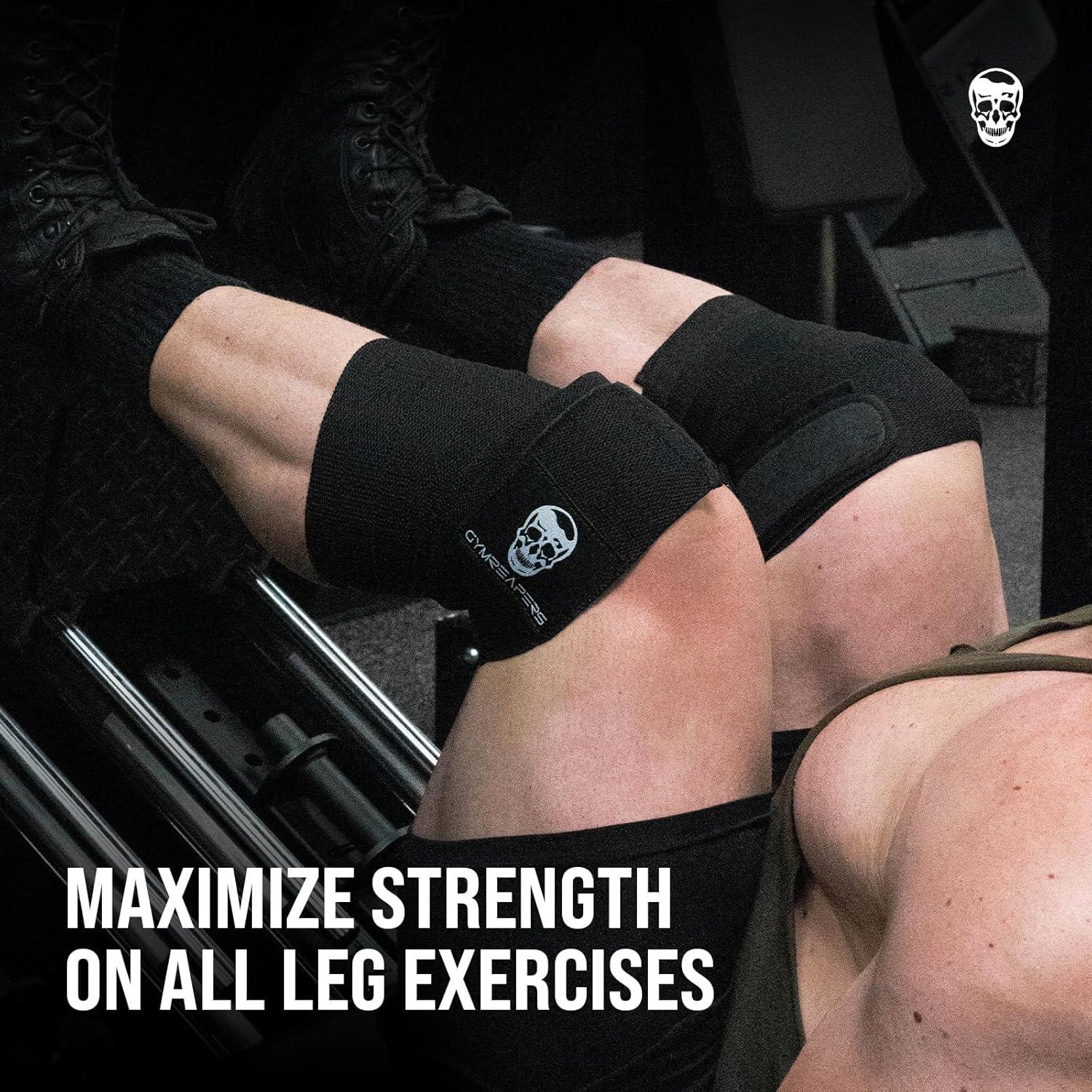 imageGymreapers Knee Wraps for Squats and Powerlifting 72 Inch Compression Wraps with Strap for Men ampamp Women Weightlifting SupportBlack