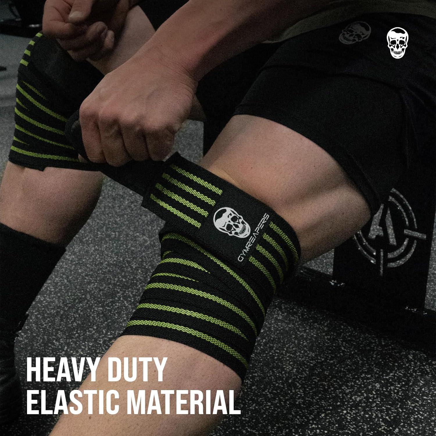 imageGymreapers Knee Wraps for Squats and Powerlifting 72 Inch Compression Wraps with Strap for Men ampamp Women Weightlifting SupportMilitary Green