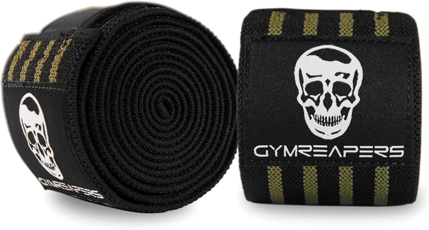 imageGymreapers Knee Wraps for Squats and Powerlifting 72 Inch Compression Wraps with Strap for Men ampamp Women Weightlifting SupportMilitary Green