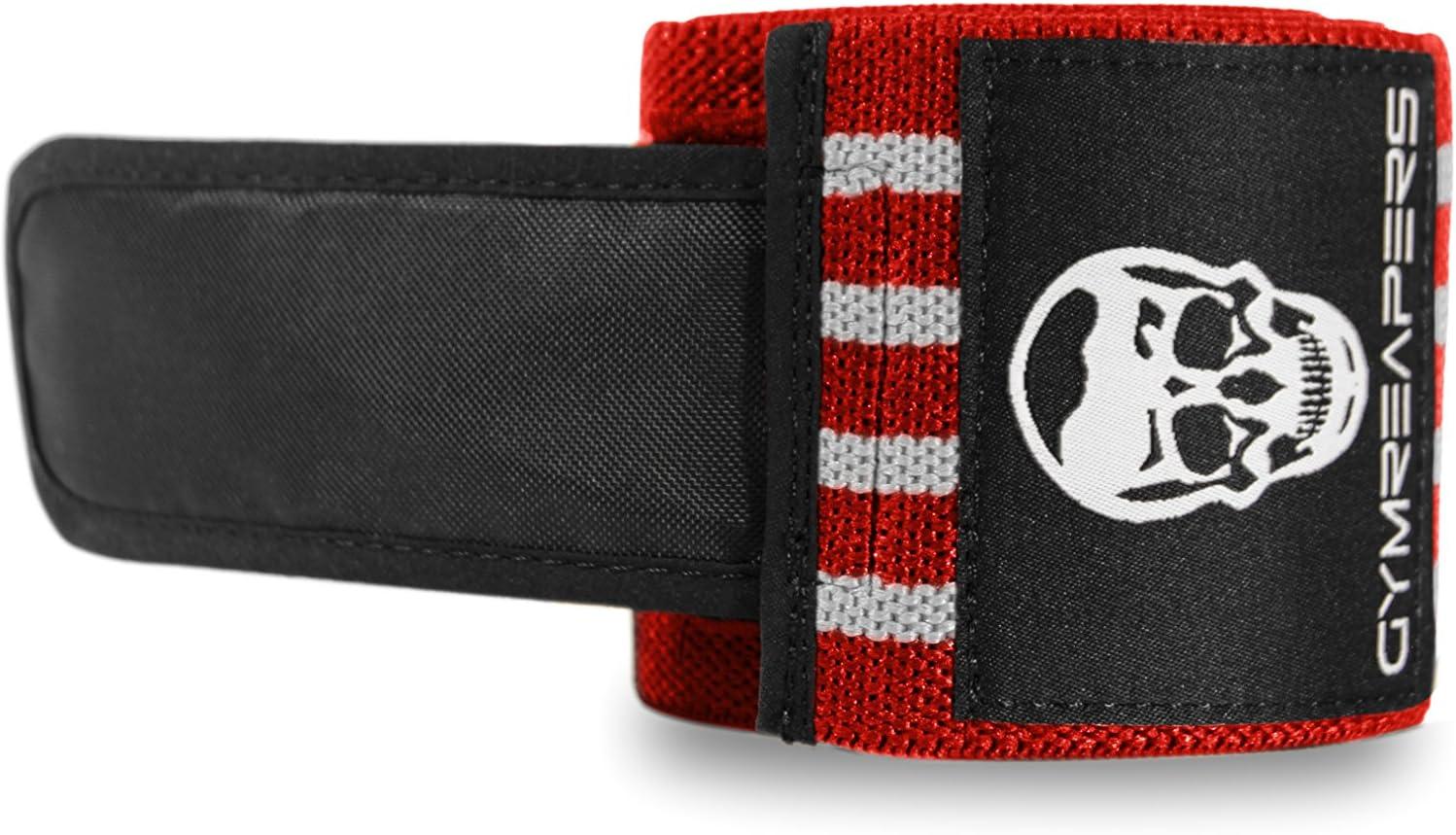 imageGymreapers Knee Wraps for Squats and Powerlifting 72 Inch Compression Wraps with Strap for Men ampamp Women Weightlifting SupportRedWhite