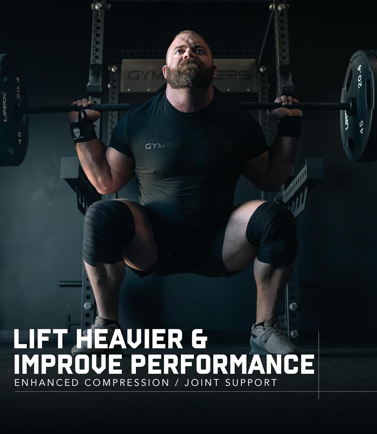 imageGymreapers Knee Wraps for Weightlifting ampamp Powerlifting  2M Heavy Duty Compression for Squats Strength Training Knee Support ampamp Protection for Men ampamp Women