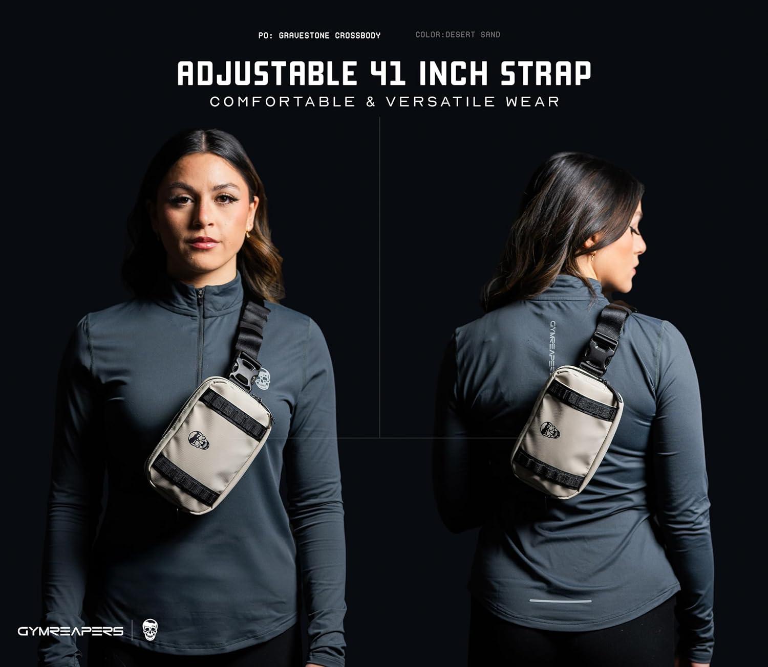 imageGymreapers Travel Small Crossbody Bags for Men ampamp Women with Hidden Pocket  Waterproof Crosssbody Fanny Pack for Men with Adjustable Shoulder Sling Belt for Traveling Running ampamp Hiking OnyxDesert Sand