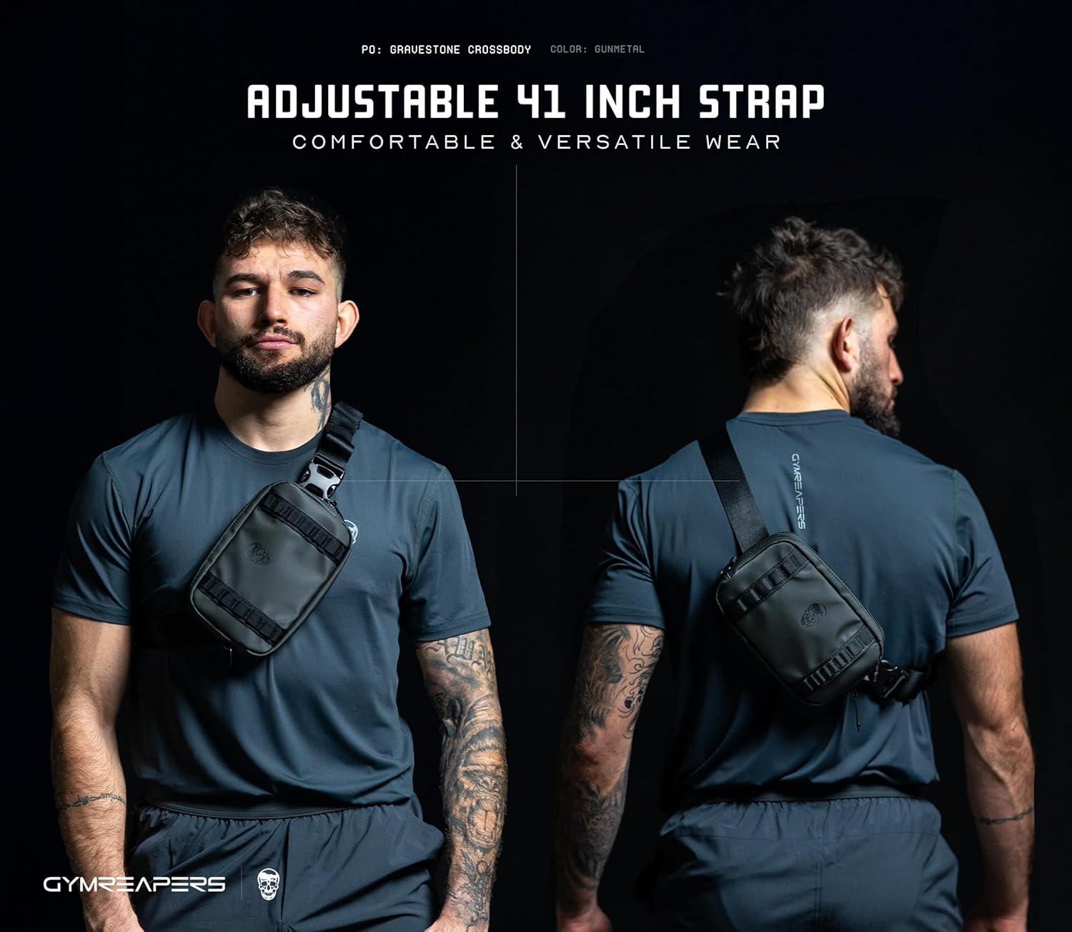 imageGymreapers Travel Small Crossbody Bags for Men ampamp Women with Hidden Pocket  Waterproof Crosssbody Fanny Pack for Men with Adjustable Shoulder Sling Belt for Traveling Running ampamp Hiking OnyxGunmetal