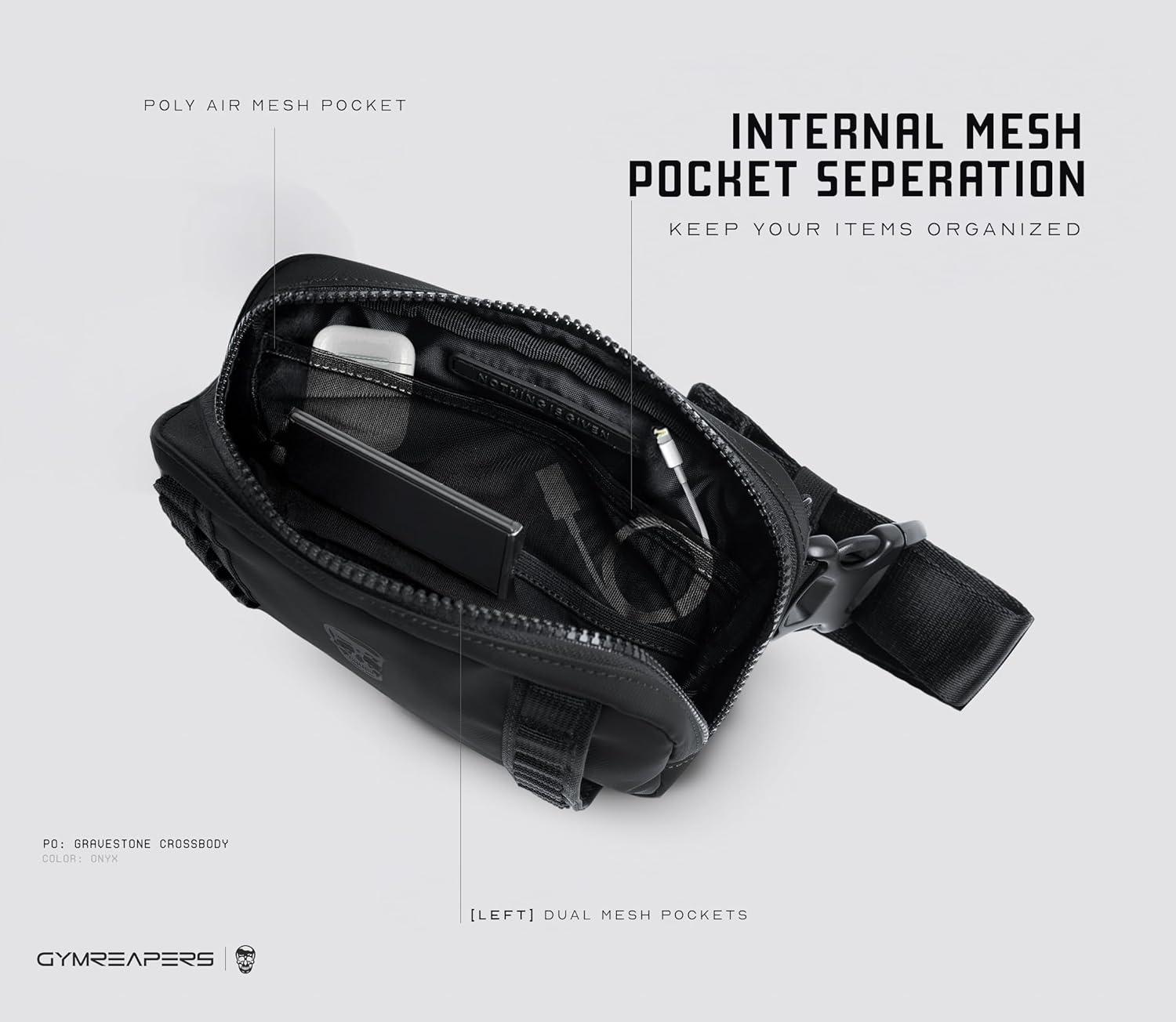 imageGymreapers Travel Small Crossbody Bags for Men ampamp Women with Hidden Pocket  Waterproof Crosssbody Fanny Pack for Men with Adjustable Shoulder Sling Belt for Traveling Running ampamp Hiking OnyxOnyx