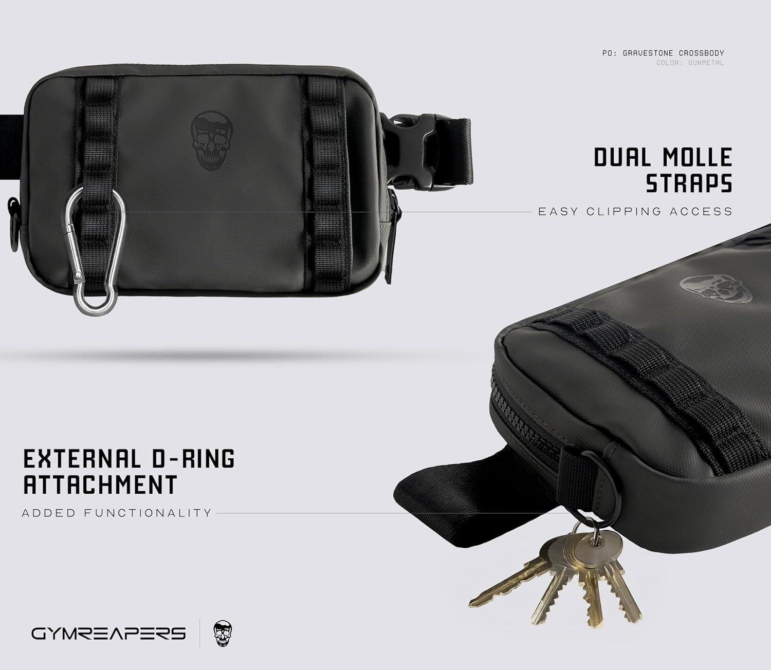 imageGymreapers Travel Small Crossbody Bags for Men ampamp Women with Hidden Pocket  Waterproof Crosssbody Fanny Pack for Men with Adjustable Shoulder Sling Belt for Traveling Running ampamp Hiking OnyxGunmetal