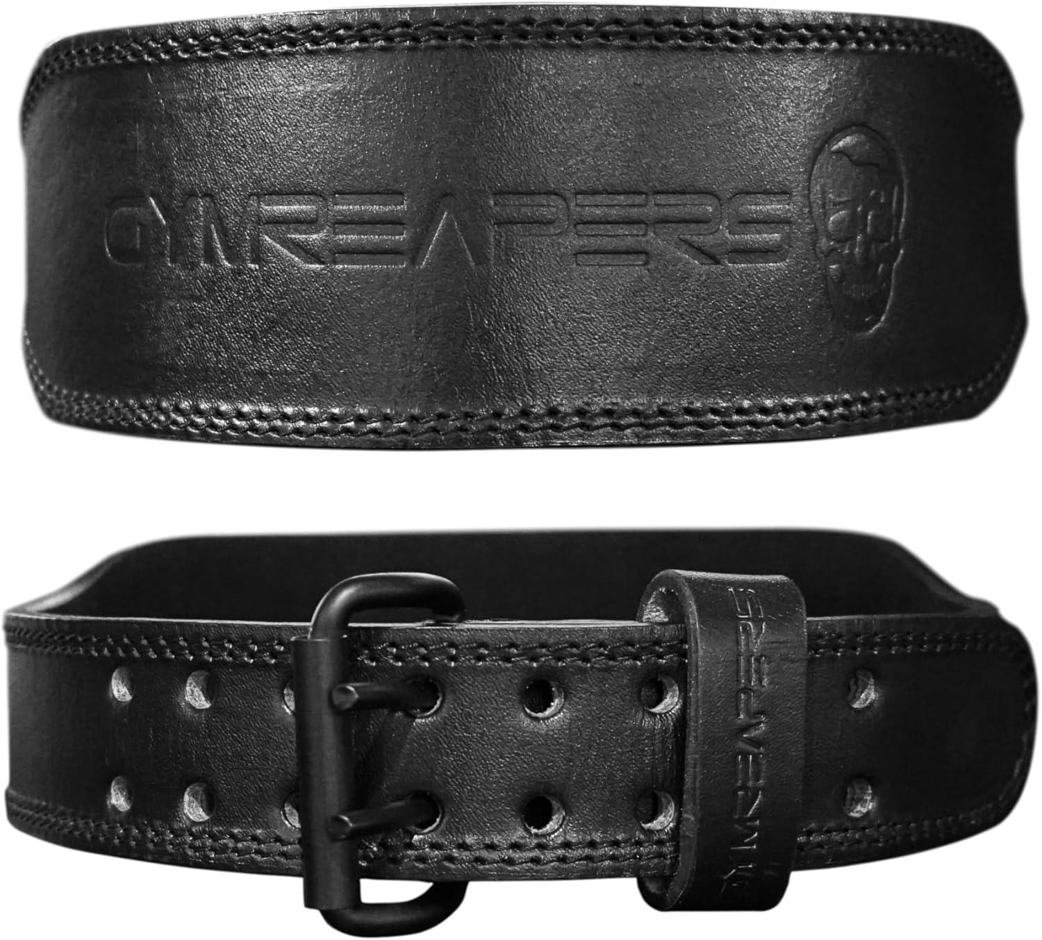 imageGymreapers Weight Lifting Belt  7MM Heavy Duty Pro Leather Belt with Adjustable Buckle  Stabilizing Lower Back Support 4 Inches Wide For Weightlifting Bodybuilding Cross TrainingBlack