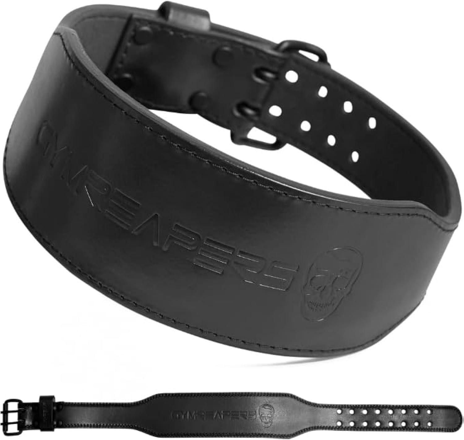 imageGymreapers Weight Lifting Belt  7MM Heavy Duty Pro Leather Belt with Adjustable Buckle  Stabilizing Lower Back Support 4 Inches Wide For Weightlifting Bodybuilding Cross TrainingBlack
