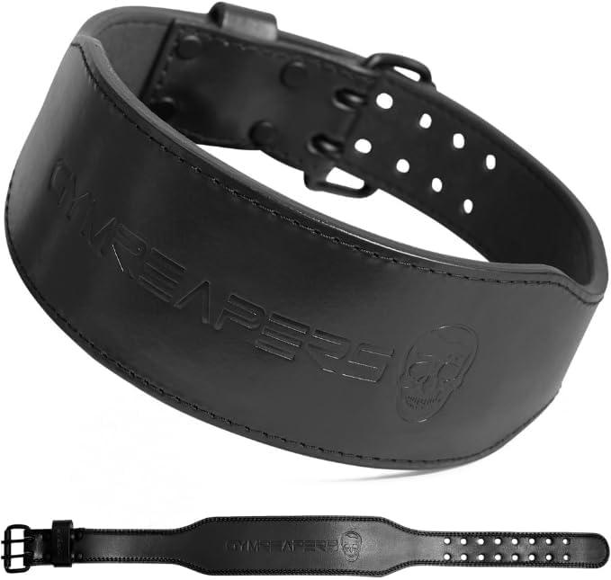 imageGymreapers Weight Lifting Belt  7MM Heavy Duty Pro Leather Belt with Adjustable Buckle  Stabilizing Lower Back Support 4 Inches Wide For Weightlifting Bodybuilding Cross TrainingBlack