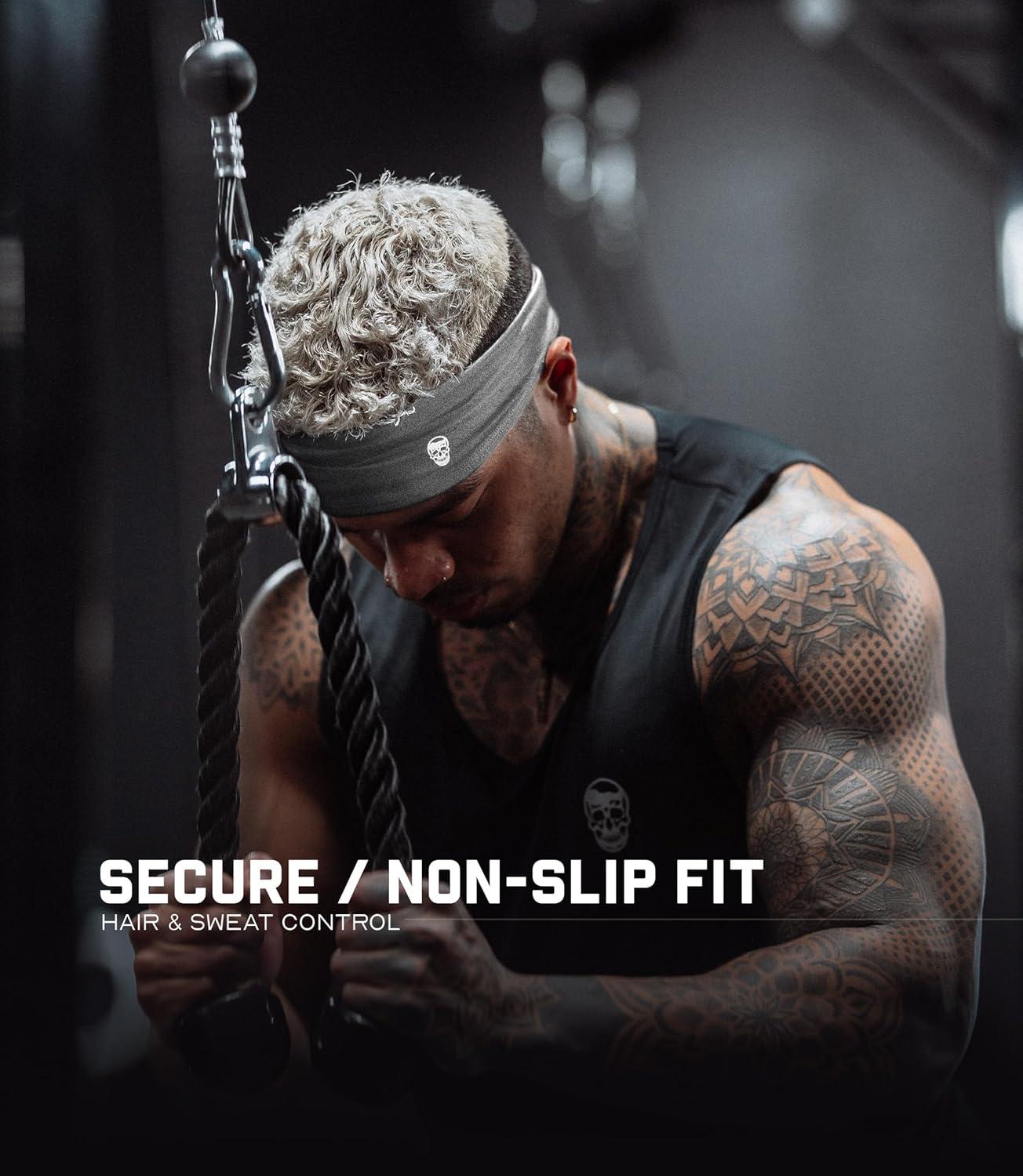 imageGymreapers Workout Headbands for Men ampamp WomenComfortable Sweat Absorbing Band to Keep Hair Back During Running Sports Gym Cycling and Outdoor ActivitiesGray