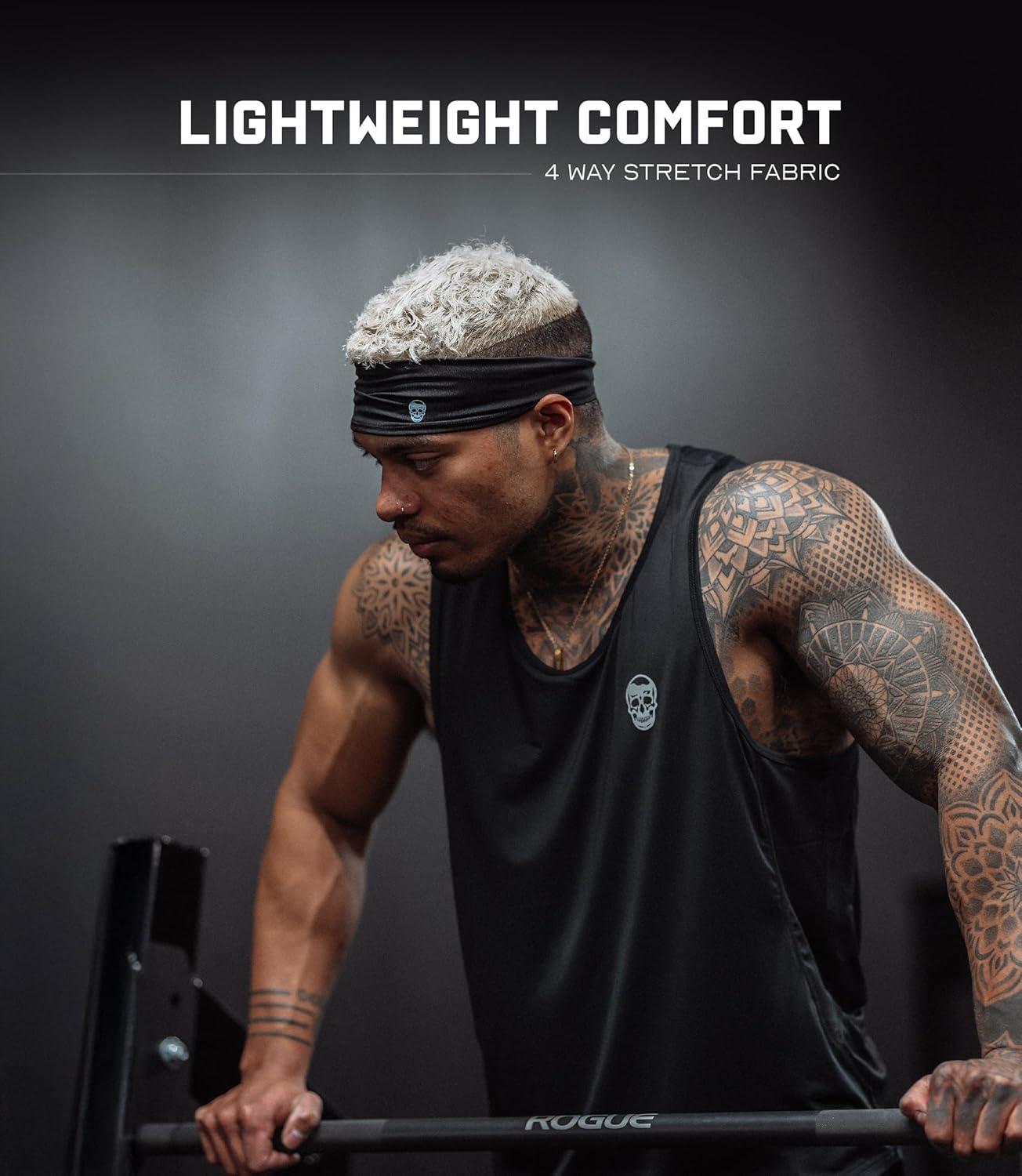 imageGymreapers Workout Headbands for Men ampamp WomenComfortable Sweat Absorbing Band to Keep Hair Back During Running Sports Gym Cycling and Outdoor ActivitiesBlack