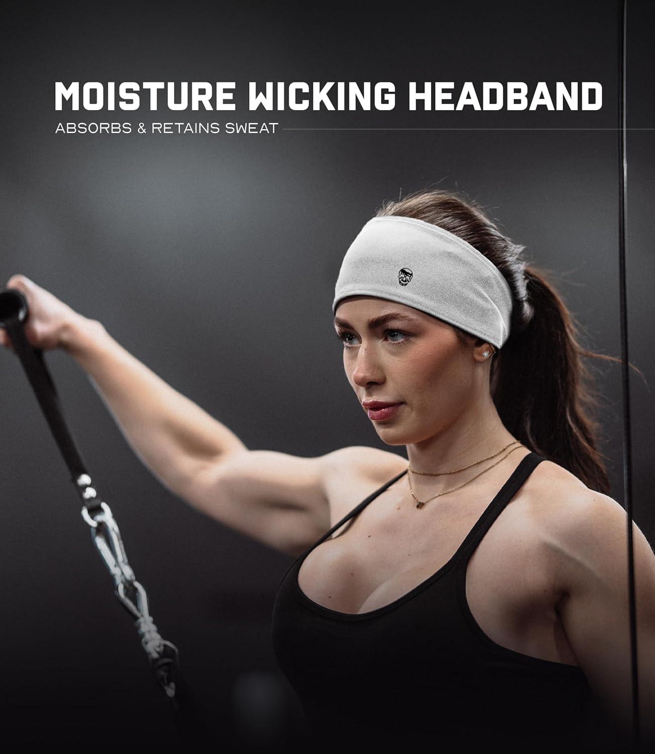 imageGymreapers Workout Headbands for Men ampamp WomenComfortable Sweat Absorbing Band to Keep Hair Back During Running Sports Gym Cycling and Outdoor ActivitiesWhite