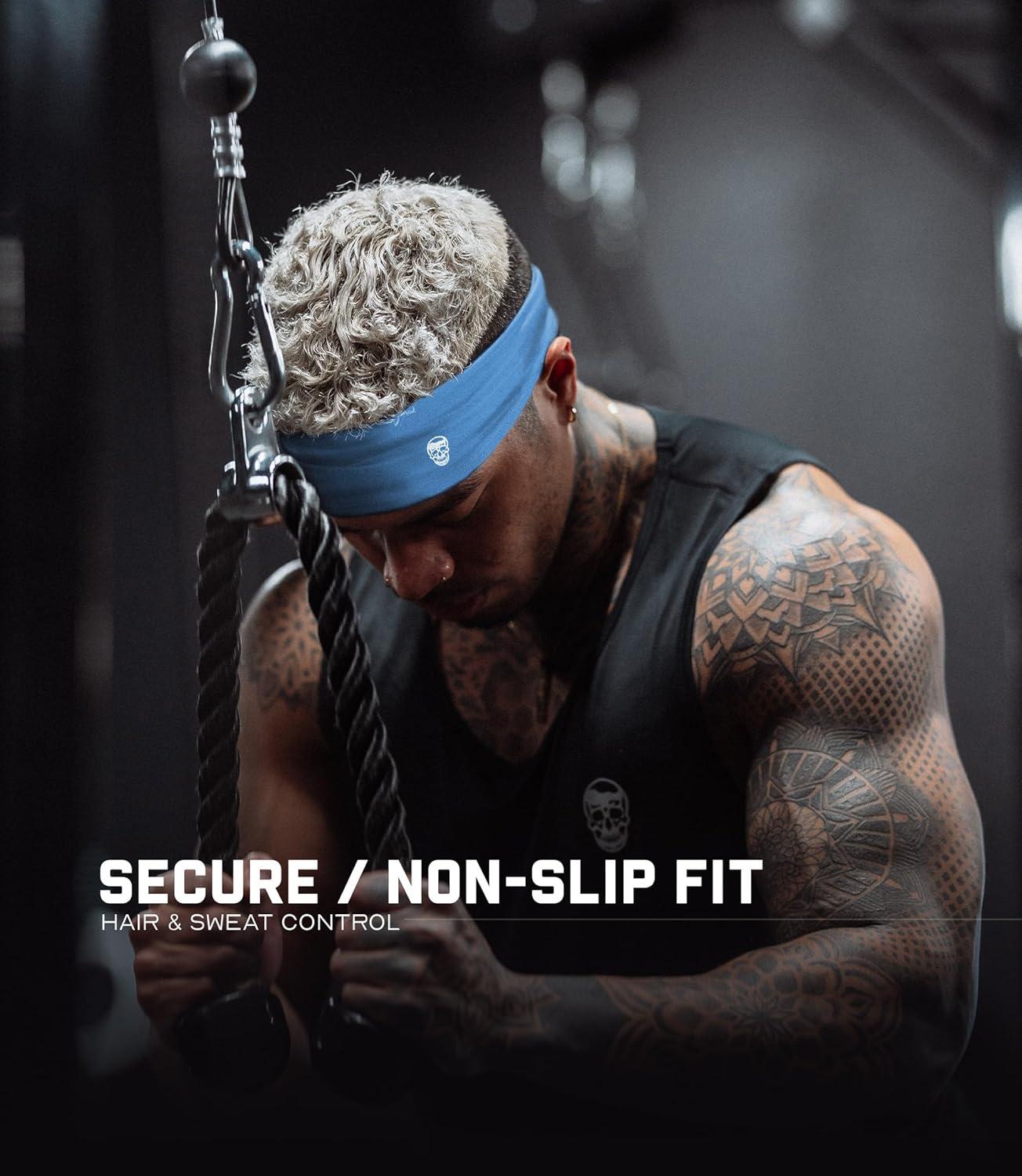 imageGymreapers Workout Headbands for Men ampamp WomenComfortable Sweat Absorbing Band to Keep Hair Back During Running Sports Gym Cycling and Outdoor ActivitiesAzure