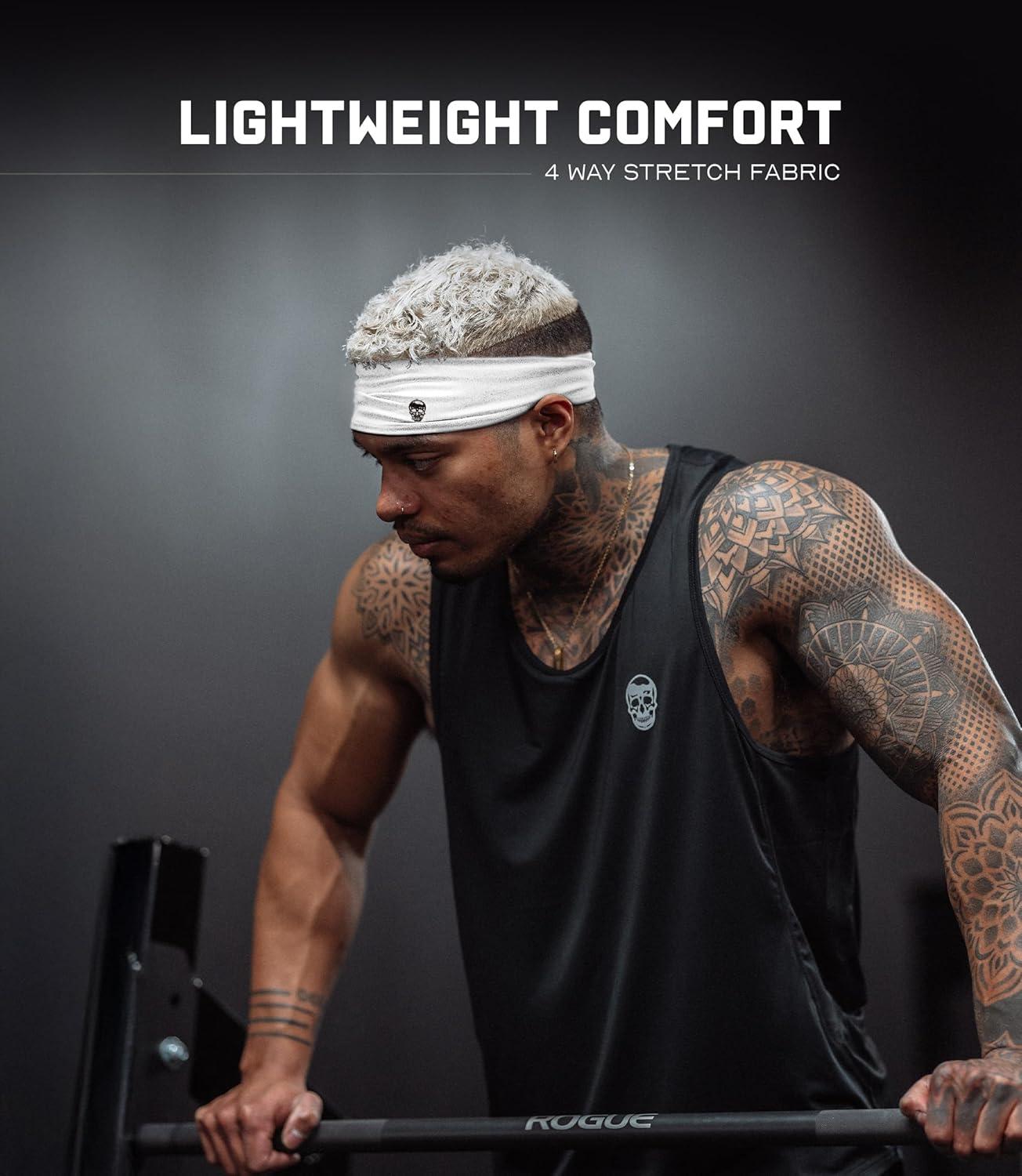 imageGymreapers Workout Headbands for Men ampamp WomenComfortable Sweat Absorbing Band to Keep Hair Back During Running Sports Gym Cycling and Outdoor ActivitiesWhite
