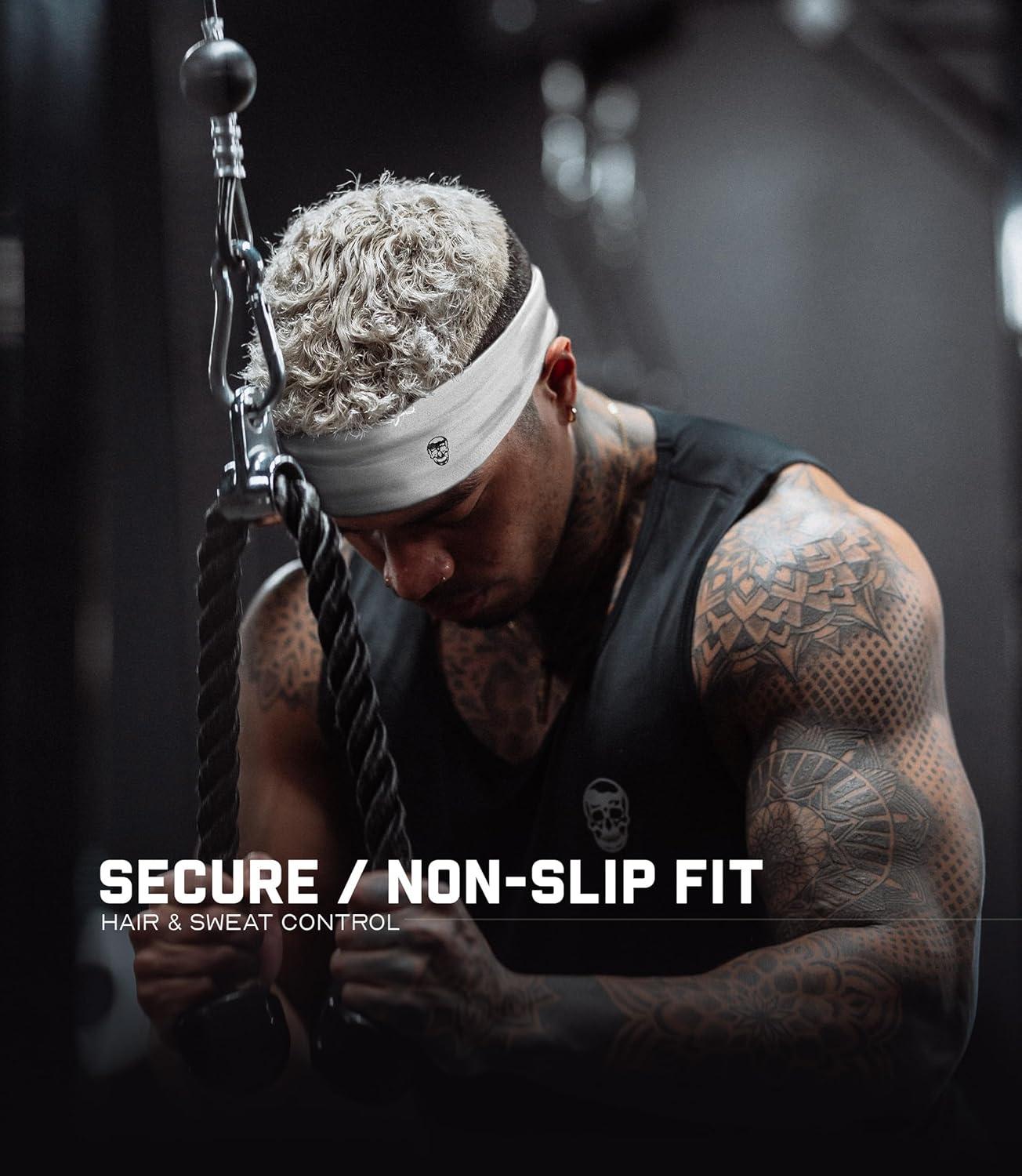 imageGymreapers Workout Headbands for Men ampamp WomenComfortable Sweat Absorbing Band to Keep Hair Back During Running Sports Gym Cycling and Outdoor ActivitiesWhite