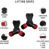 imageGymreapers Weight Lifting Grips Pair for Heavy Powerlifting Deadlifts Rows Pull Ups with Neoprene Padded Wrist Wraps Support and Strong Rubber Gloves or Straps for BodybuildingRed