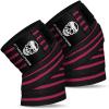 imageGymreapers Knee Wraps for Squats and Powerlifting 72 Inch Compression Wraps with Strap for Men ampamp Women Weightlifting SupportPink