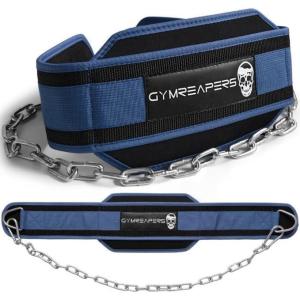 imageGymreapers Dip Belt With Chain For Weightlifting Pull Ups Dips  Heavy Duty Steel Chain For Added Weight TrainingNavy