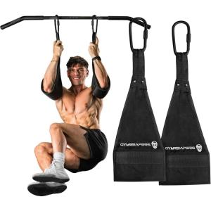 imageGymreapers Hanging Ab Straps For Core Strength and Abdominal Training  Padded Adjustable Arm Supports For Bodyweight ExercisesBlack