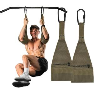 imageGymreapers Hanging Ab Straps For Core Strength and Abdominal Training  Padded Adjustable Arm Supports For Bodyweight ExercisesRanger Green