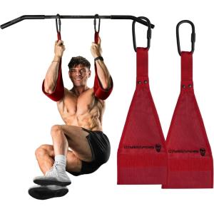 imageGymreapers Hanging Ab Straps For Core Strength and Abdominal Training  Padded Adjustable Arm Supports For Bodyweight ExercisesRed