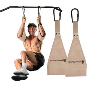 imageGymreapers Hanging Ab Straps For Core Strength and Abdominal Training  Padded Adjustable Arm Supports For Bodyweight ExercisesTan