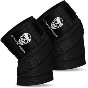 imageGymreapers Knee Wraps for Squats and Powerlifting 72 Inch Compression Wraps with Strap for Men ampamp Women Weightlifting SupportBlack