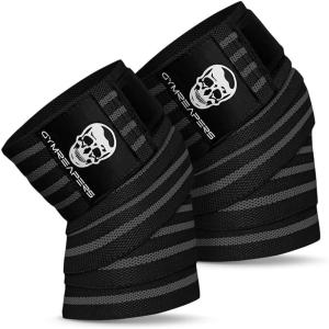 imageGymreapers Knee Wraps for Squats and Powerlifting 72 Inch Compression Wraps with Strap for Men ampamp Women Weightlifting SupportGray