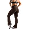 imageGymreapers High Waisted Flare Leggings for Women Stretchy Workout Bootcut Gym Leggings  Tummy Control Wide Leg Yoga PantsBrown