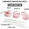imageGymreapers Insulated Water Bottle  Stainless Steel 32 Oz 3 lids Straw Chug Canteen Double Walled Vacuum Insulation Thermo Mug Cold Hot  Durable Powder Coated FinishPink