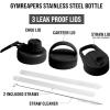 imageGymreapers Insulated Water Bottle  Stainless Steel 32 Oz 3 lids Straw Chug Canteen Double Walled Vacuum Insulation Thermo Mug Cold Hot  Durable Powder Coated FinishBlack