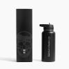 imageGymreapers Insulated Water Bottle  Stainless Steel 32 Oz 3 lids Straw Chug Canteen Double Walled Vacuum Insulation Thermo Mug Cold Hot  Durable Powder Coated FinishBlack