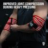 imageGymreapers Weightlifting Elbow Wraps 1 Pair  Flexible 40 Elbow Compression Strap ampamp Joint Support Brace  for Bench Press Powerlifting and PressingRedWhite